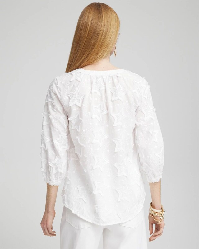 Embroidered Stars Peasant Top - image 3